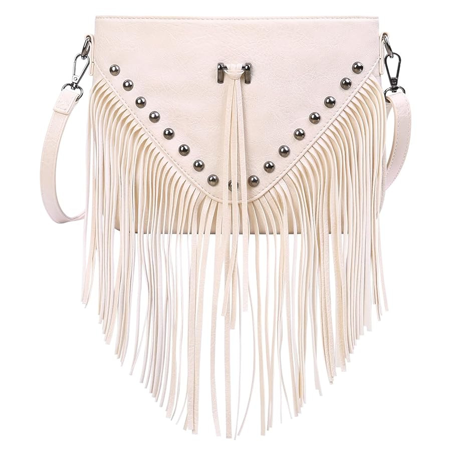 HDE Women's PU Leather Hobo Fringe Crossbody Tassel Purse Vintage Small Handbag | Amazon (US)