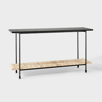 Metal and Rush Weave Top Console Table Black - Threshold™ designed with Studio McGee: Mahogany Frame, Square Entryway Table | Target