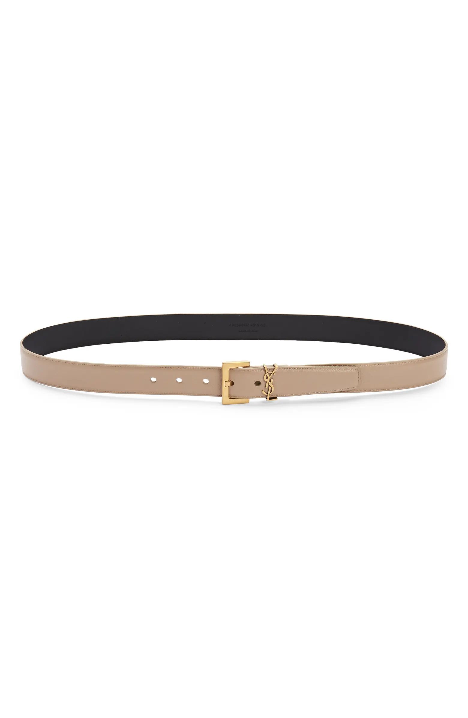 Saint Laurent Laque YSL Monogram Leather Belt | Nordstrom | Nordstrom