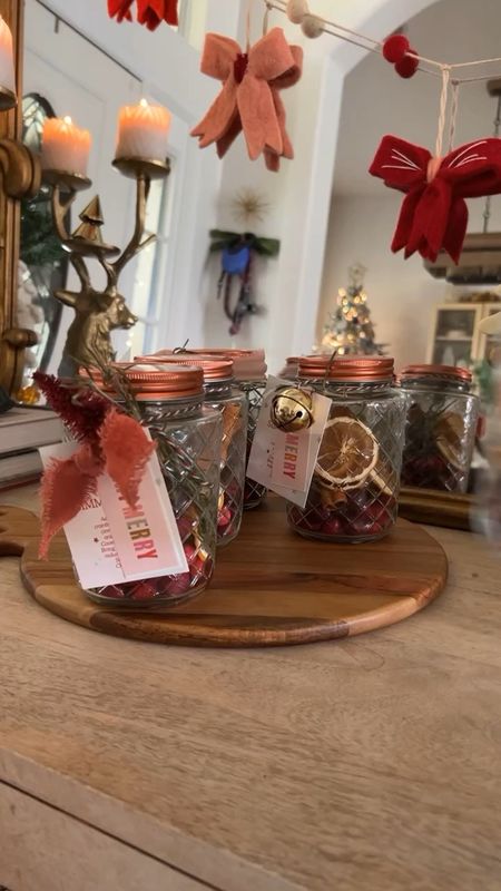 Christmas gift idea! 

Simmer pot jars🍊

Add cranberries, oranges, rosemary, star anise, and cinnamon sticks to a jar with an instruction tag and cute topper 🎀
Easy, affordable, and practical! 

#LTKSeasonal #LTKGiftGuide #LTKHoliday