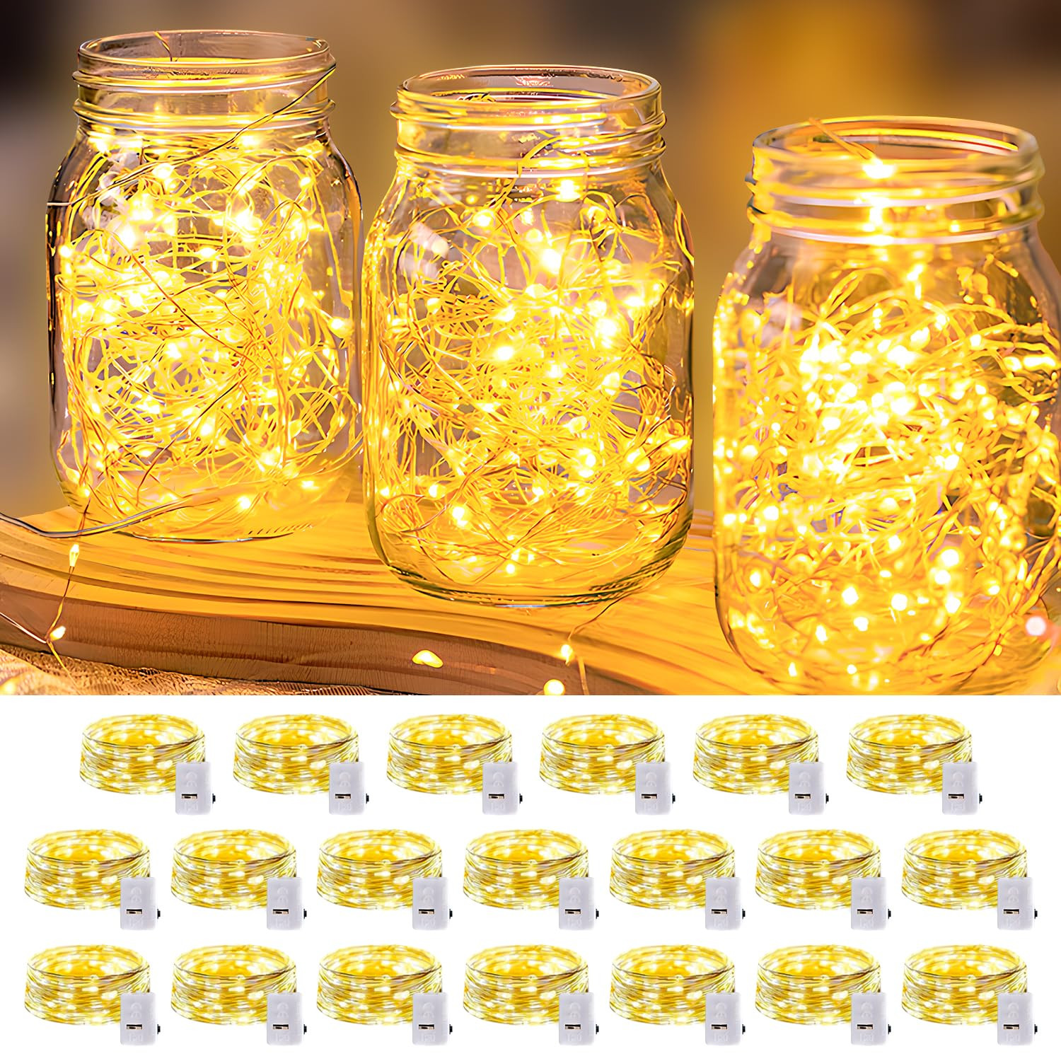 20 Pack LED Fairy Lights Battery Operated,3 Features Blinking Slowly Blinking & just on 7FT 20 LE... | Amazon (US)