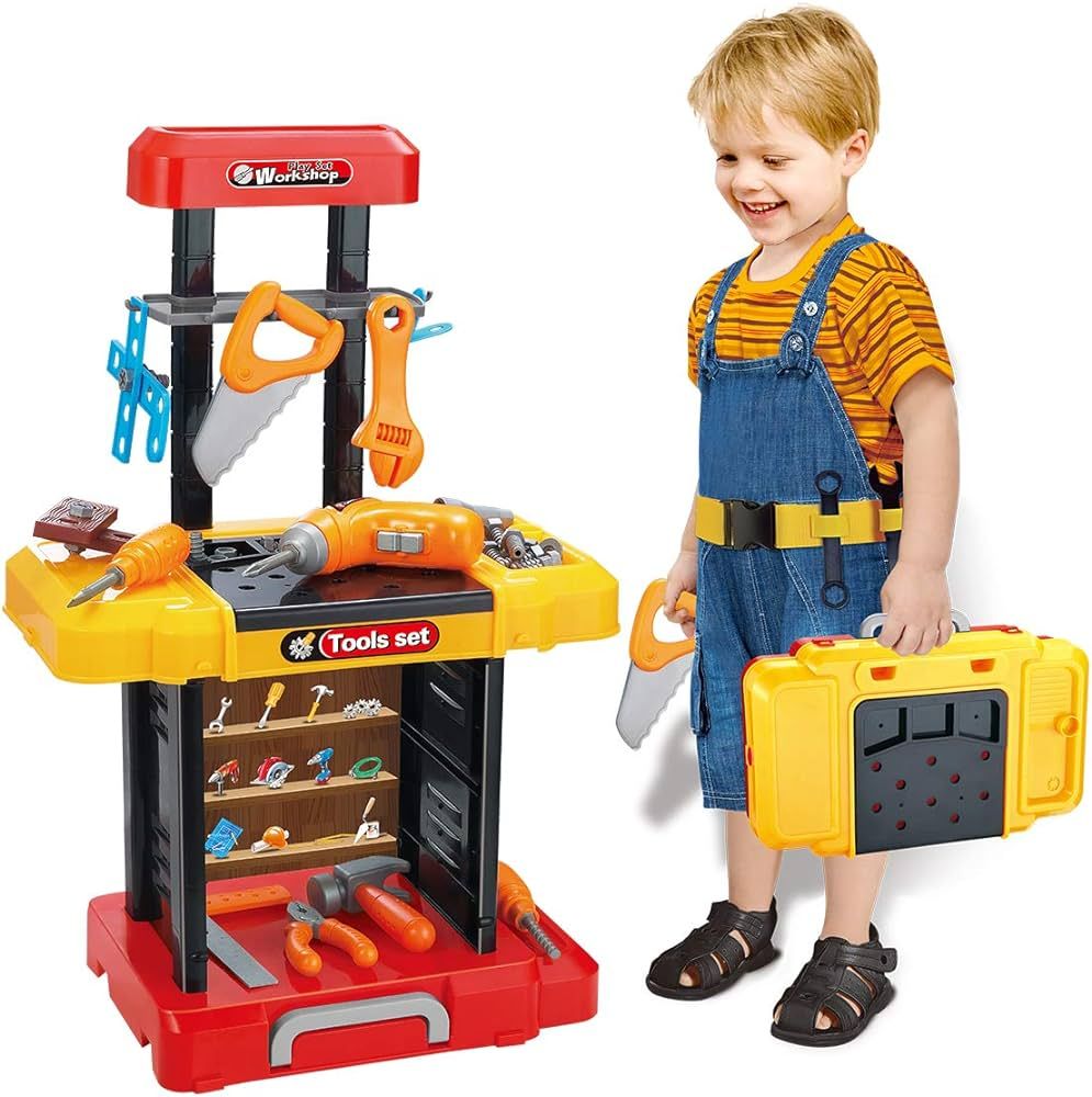 Kids Tool Bench with Electric Drill Toddler Workbench Tools Set for Kids Pretend Play Learning To... | Amazon (US)