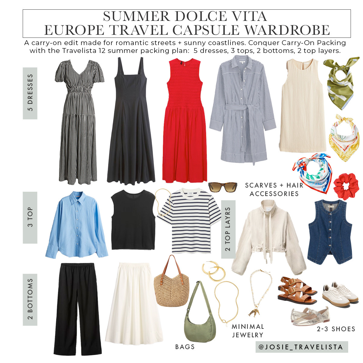 The Dolce Vita Dress Capsule 🌞👗 | European Summer Style in 12 Pieces

This one’s for the dress lovers. ✨ The Dolce Vita Capsule leans into one-and-done outfits that feel easy, breezy, and totally la dolce vita. With 5 versatile dresses and just the right mix of essentials, this capsule is perfect for warm-weather European adventures where style meets simplicity.

Think puff sleeves at the piazza, linen shifts for strolling seaside, and romantic maxis that can go from market mornings to wine nights. This edit is light, packable, and made for carry-on-only travel—with outfit options that don’t sacrifice comfort or chic.

💡 Bonus: Dresses are your travel secret weapon—less mixing and matching, more looking put-together with zero effort.

Tap to shop the capsule that brings vacation vibes and Euro-girl energy to your packing list.
#Travelista12 #EuropeanSummerStyle #TravelCapsule #SummerTravelDresses #CarryOnOnly #WhatToWearInEurope #ChicTravelLooks #LTKtravel #TravelOutfits #DressCapsule #LaDolceVitaStyle  

 #LTKOver40 #LTKTravel