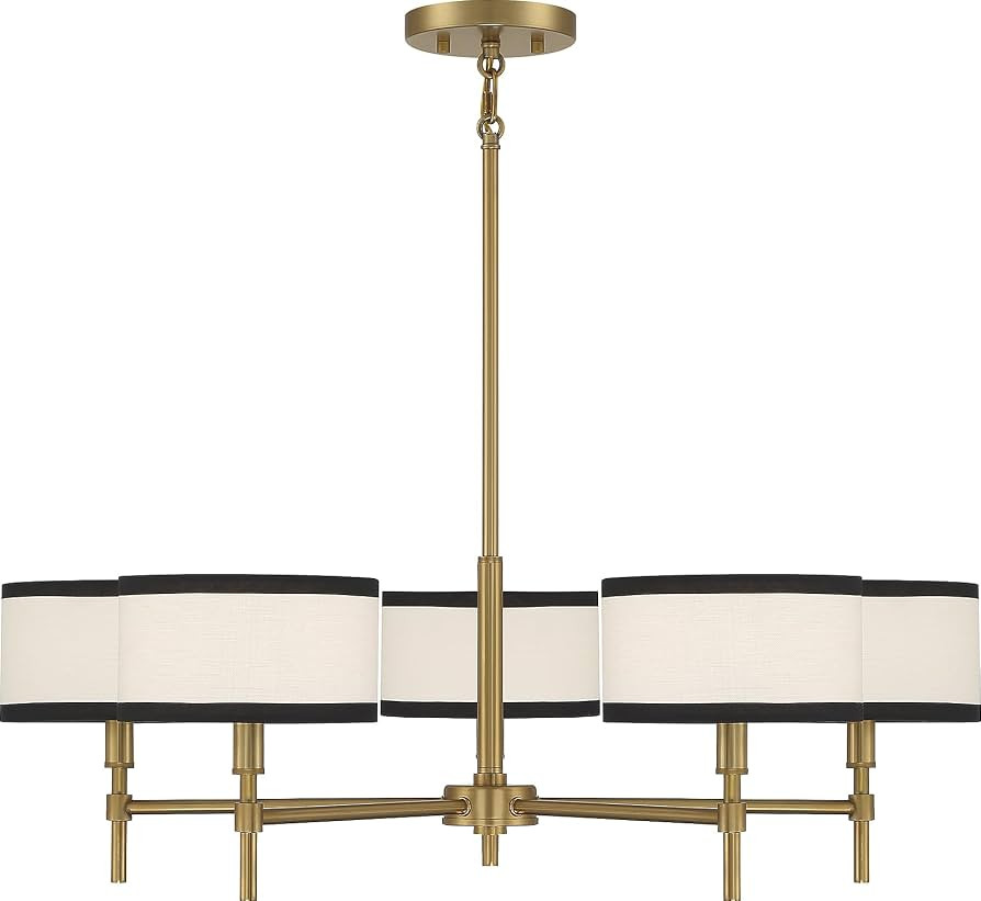 Meridian M10011NB Vintage Traditional White Fabric with Black Binding Chandelier, 5-Light 300 Tot... | Amazon (US)