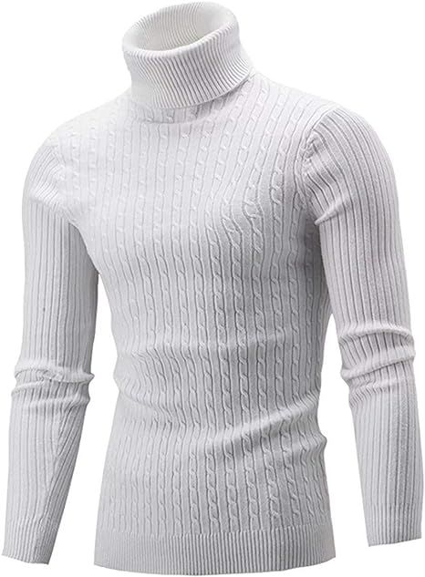 QZH.DUAO Cameinic Men's Casual Slim Fit Turtleneck Pullover Sweaters with Twist Patterned & Long ... | Amazon (US)