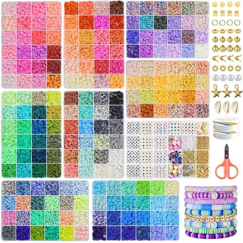 Redtwo 30000 Pcs Clay Beads Bracelet Making Kit, 9 Boxes 192 Colors Friendship Bracelet Kit Flat Polymer Clay Beads for Jewelry Making, Crafts Gift for Girls Ages 6-12 | Amazon (US)