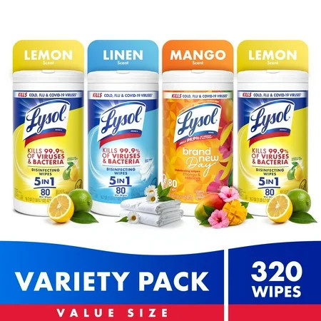 Lysol® Disinfectant Wipes Bundle, Multi-Surface Antibacterial Cleaning Wipes, For Disinfecting & Cleaning, 320 count | Walmart (US)