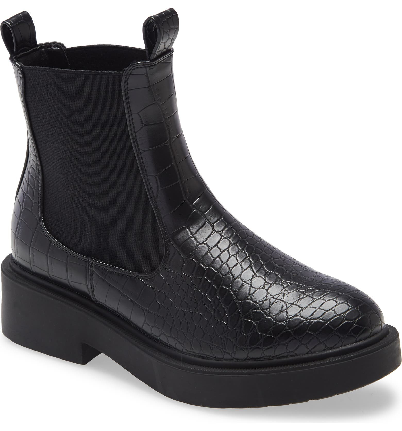 Topshop Karri Croc Embossed Chelsea Boot (Women) | Nordstrom | Nordstrom