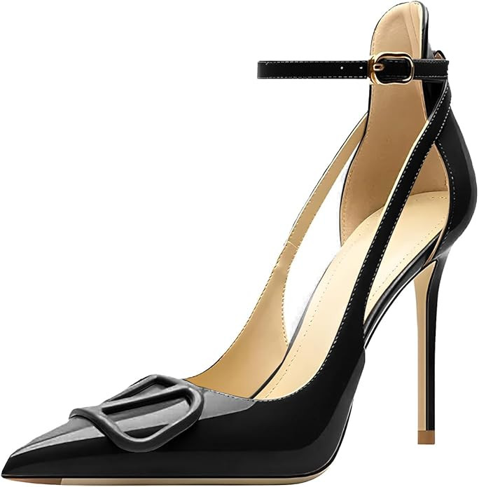 Women's Pointed-Toe Bag-Toe Strappy High-Heeled Shoes Sexy Stiletto Pumps | Amazon (US)
