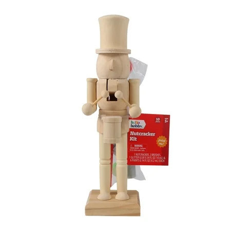 Hello Hobby 10" Nutcracker, Unfinished Pine Wood Nutcracker, 10 in. x 3 in. x 3 in. | Walmart (US)