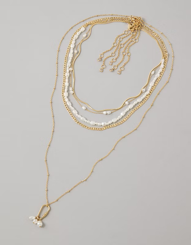 AE Heart & Pearl Necklace 5-Pack | American Eagle Outfitters (US & CA)