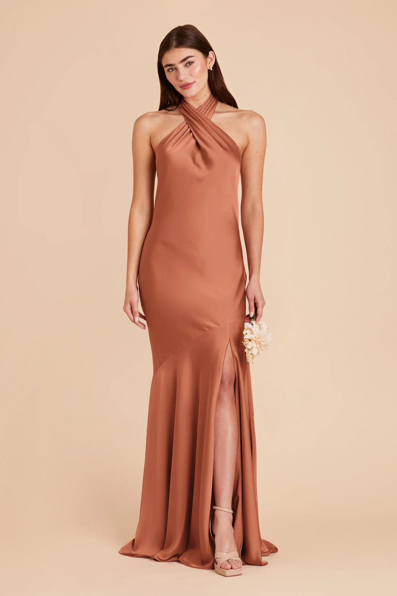 Stephanie Terracotta Matte Satin Bridesmaid Dress | Birdy Grey | Birdy Grey