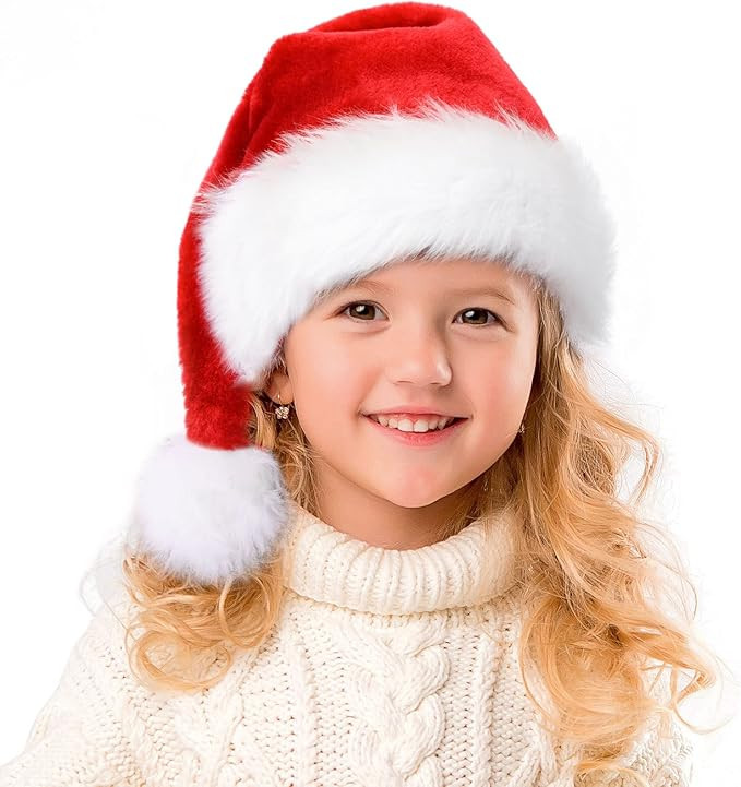 RJVW Christmas Hat, Santa Hat for Kids & Baby, Xmas Hat,Unisex Velvet Classic Santa Claus Hat for... | Amazon (US)