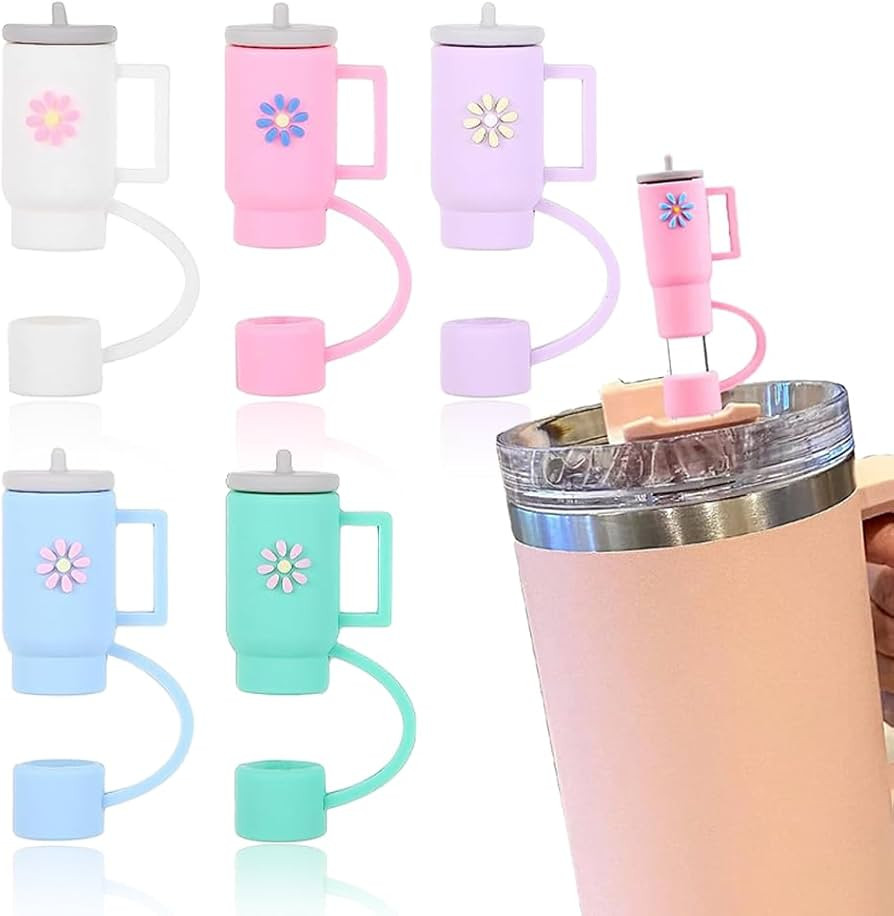 Straw Cover For Stanley, 5 PCS Suitable Silicone Stanley Cup Straw Cover - Variable Colour Stanle... | Amazon (US)