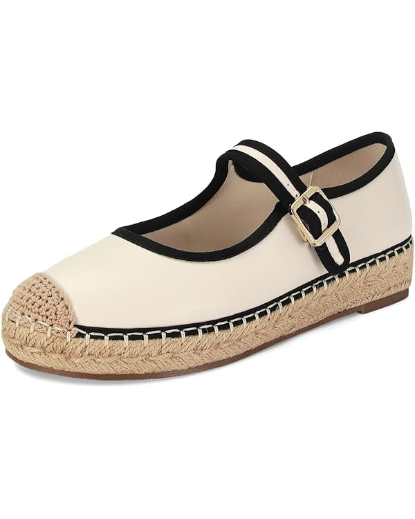 SOVANYOU Mary Jane Espadrilles for Women Round Toe Mary Jane Flats Platform Woven Outsole Ballet ... | Amazon (US)