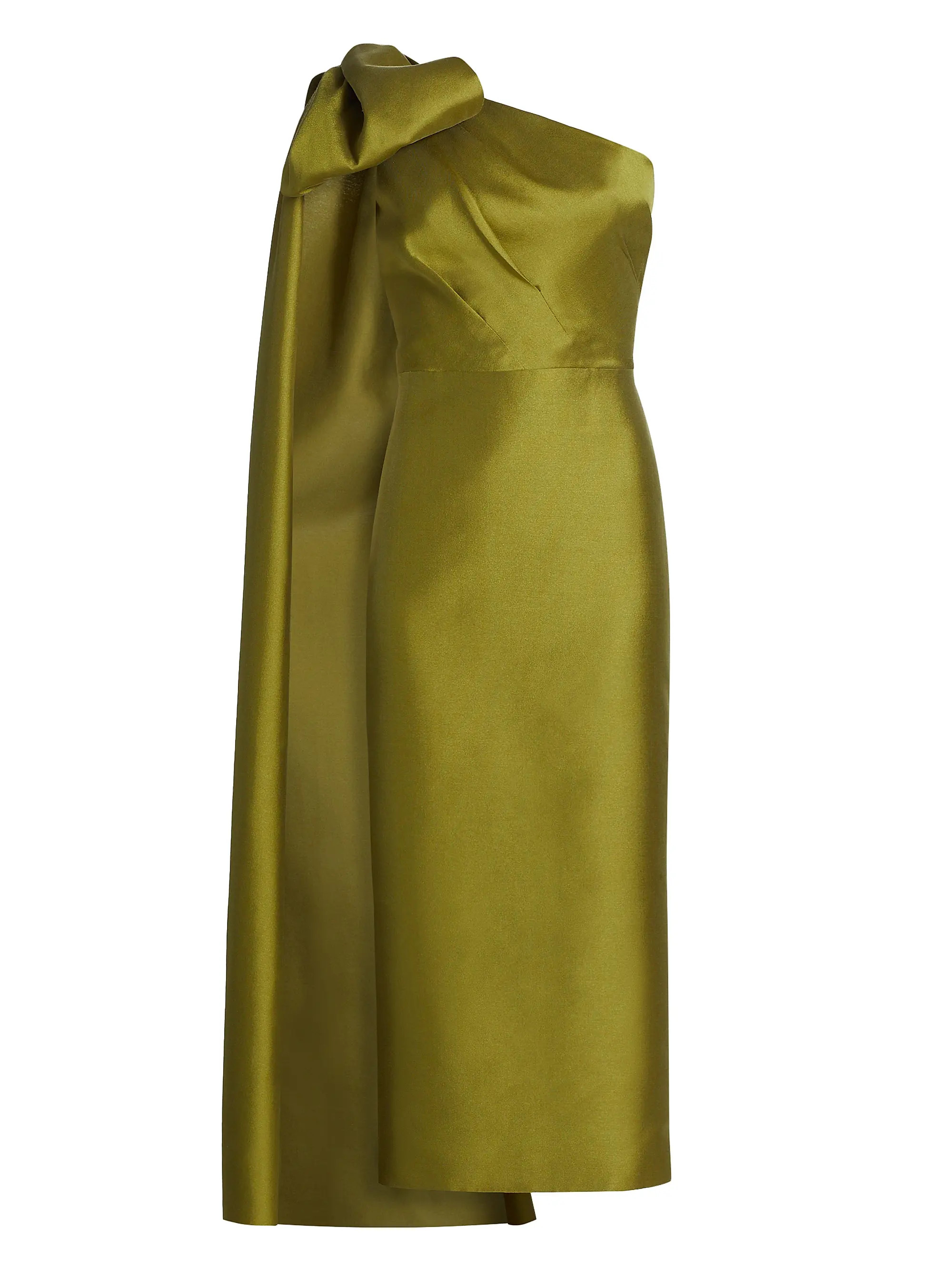 Shop Marchesa Notte Mikado One-Shoulder Cape Dress | Saks Fifth Avenue | Saks Fifth Avenue