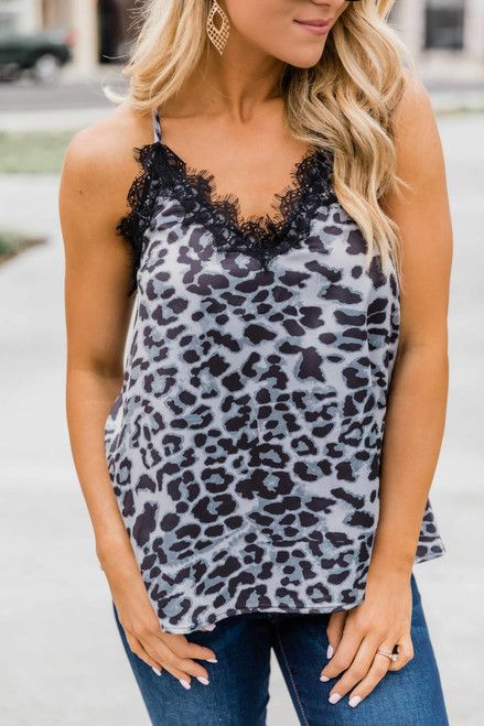 Precious To My Heart Grey Animal Print Tank  SALE | The Pink Lily Boutique