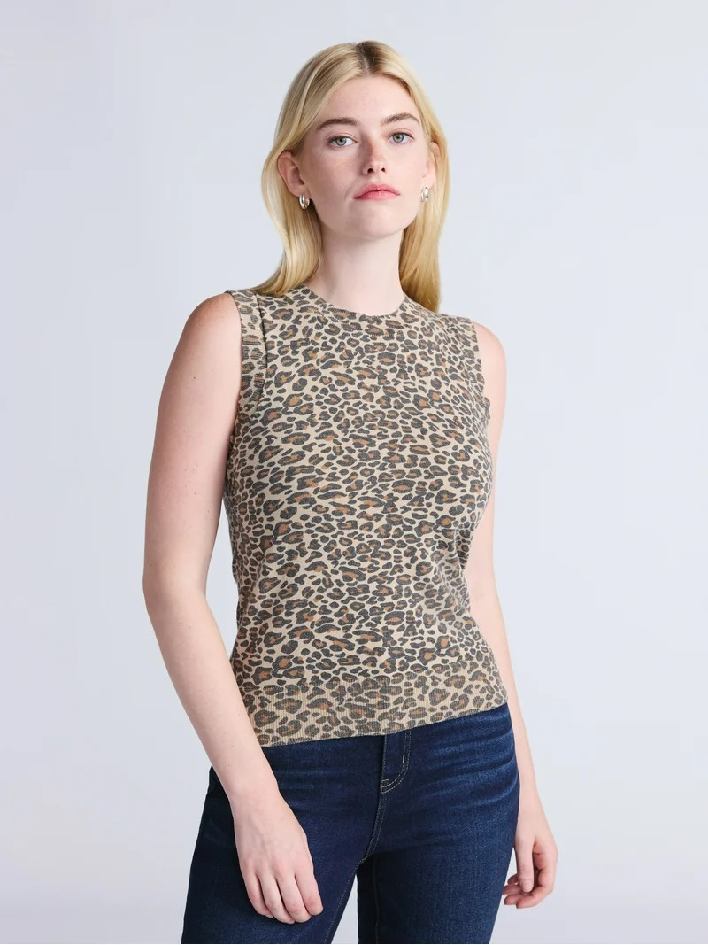 Time and Tru Women's Fine Gauge Sweater Tank Top, Lightweight, Sizes XS-XXXL | Walmart (US)