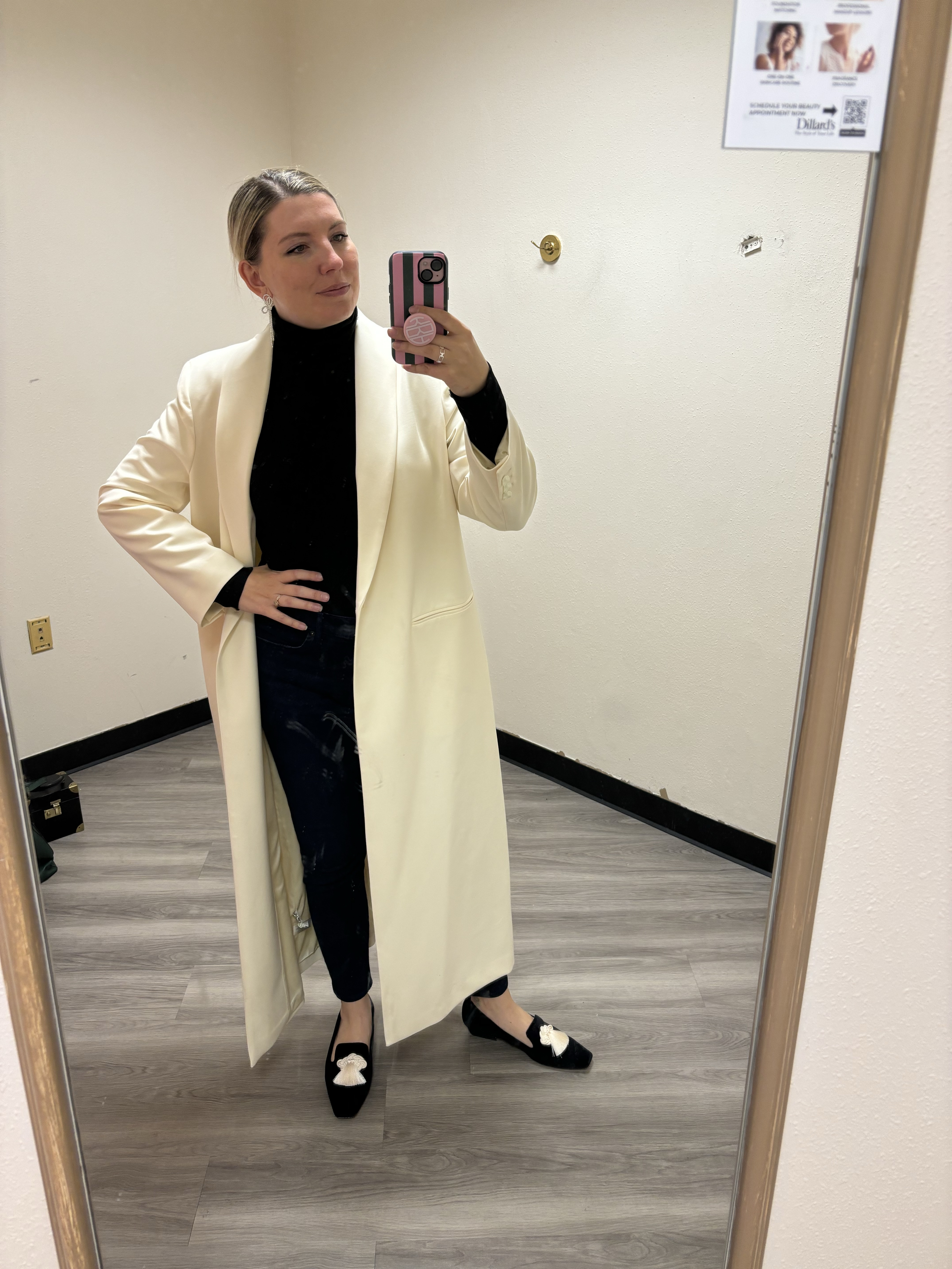 Here is this epic coat over jeans and a turtleneck- so chic! This was the moment I was convinced I needed a long white coat. 

#LTKSeasonal #LTKShoeCrush #LTKMidsize