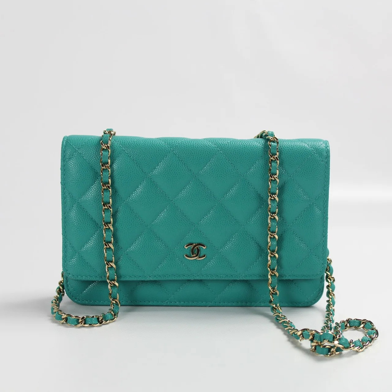 Wallet on Chain Green | Keeks Designer Handbags