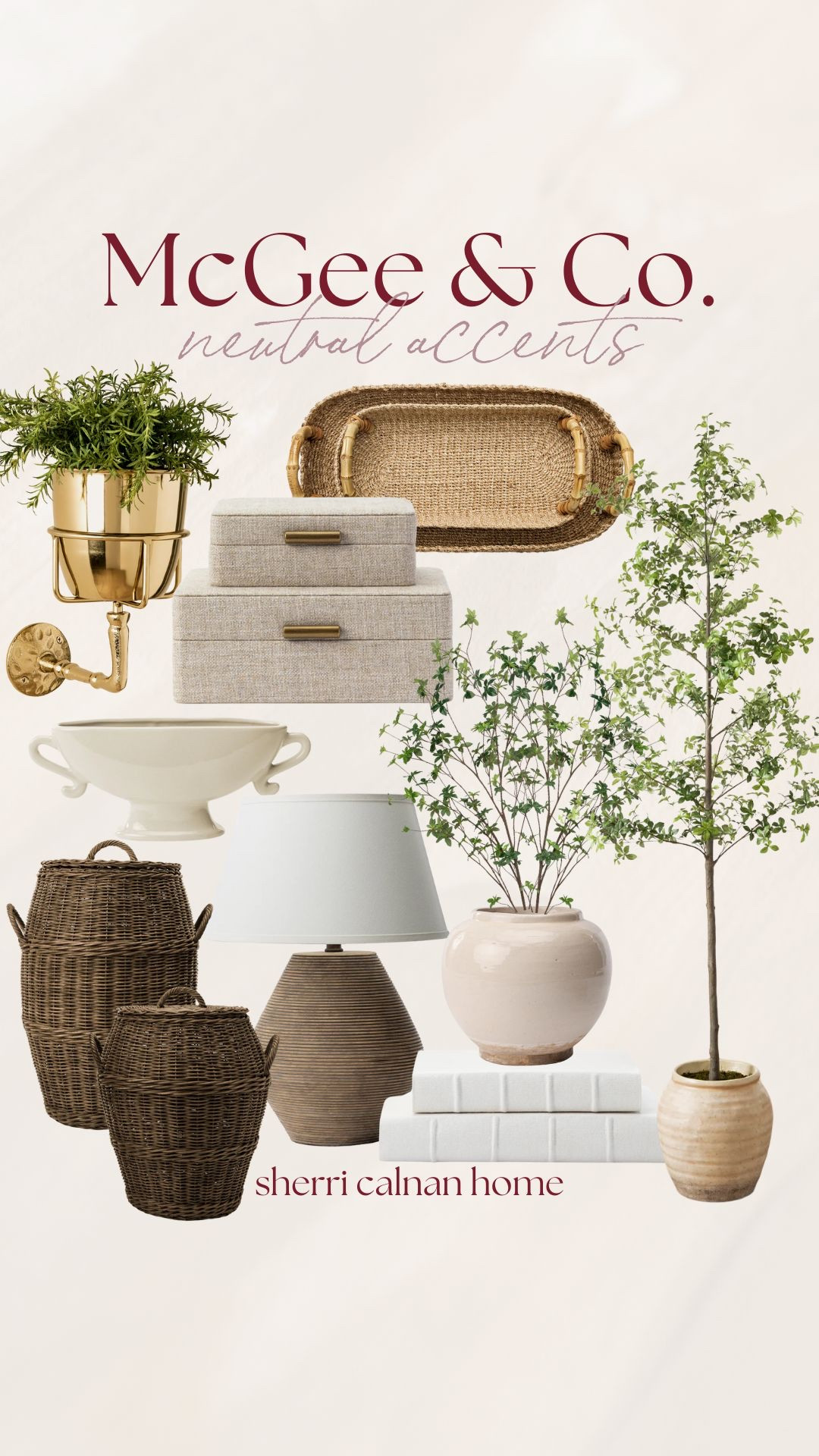Beautiful neutral accents inspired by McGee & Co, featuring layered textures, soft greenery, and warm finishes that elevate shelves, consoles, and everyday spaces. McGee and Co inspired decor, neutral home accents, organic modern decor, woven baskets, decorative storage boxes, potted greenery, sherri calnan home

#LTKHome