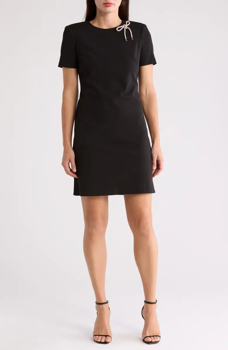 Eliza J Rhinestone Bow Short Sleeve Sheath Dress | Nordstromrack | Nordstrom Rack