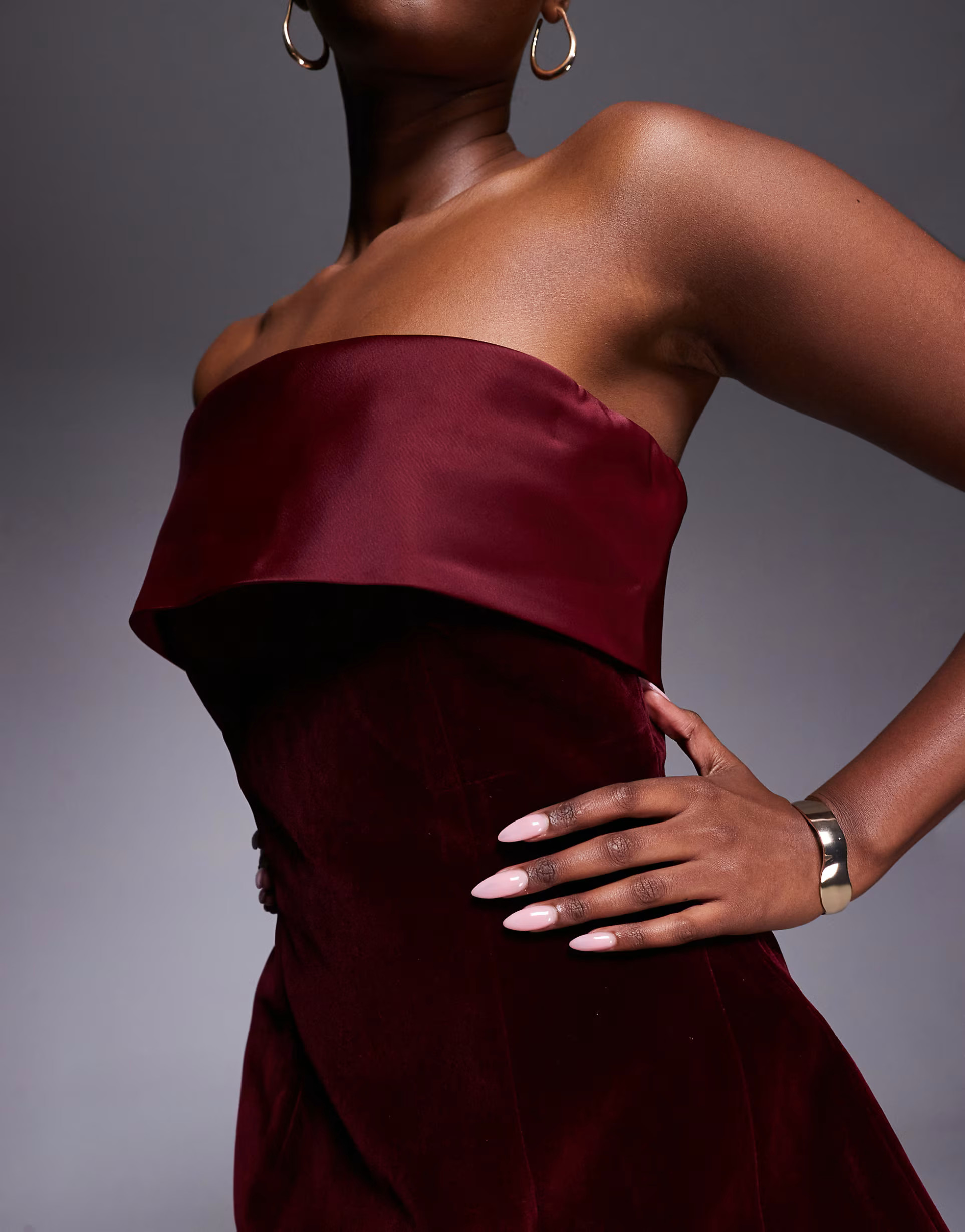 Murci exclusive satin trim velvet mini dress in burgundy | ASOS (Global)