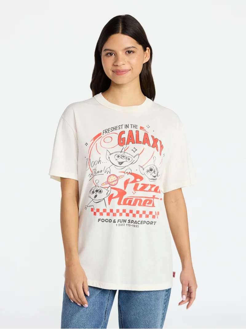 Toy Story Women's Pizza Planet Graphic Tee with Short Sleeves, Sizes XXS-XXL | Walmart (US)