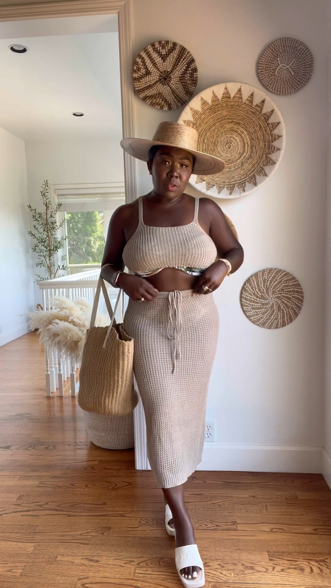 Feeling beach ready!! I get so many of my swimsuits from Bare Necessities and they always fit so well!! Paired with with this Amazon two piece cover up, white sandal slides, boater hat and straw tote!!

#LTKswim #LTKstyletip #LTKtravel