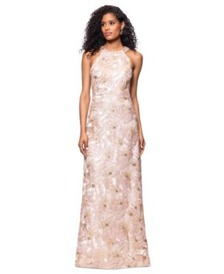 Women's Sequined Soutache Halter Gown | Macy's