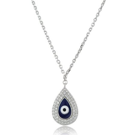 Sterling Silver 16"" Evil Eye Necklace | Walmart (US)