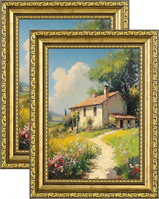 eletecpro 5x7 Picture Frames Set of 2, Vintage Photo Frames with Glass, Display 4x6 Photo with Ma... | Amazon (US)