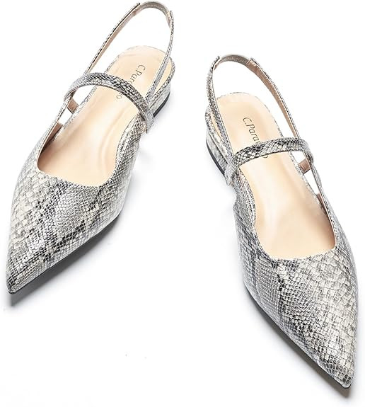 C.Paravano Women's Slingback Flats | Pointed Toe Pumps | Kitten Heels for Women | Slingback Dress... | Amazon (US)