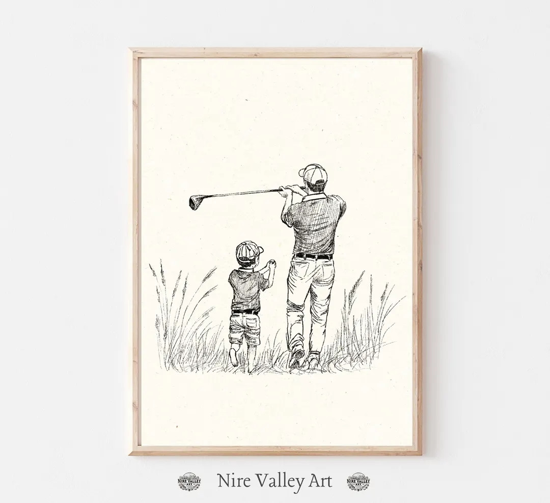 Vintage Golf Print, Father and Son Print, Nursery Wall Art, Kids Sports Gallery Wall Printable, G... | Etsy (US)