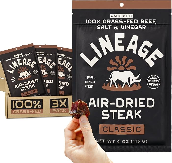 Lineage Provisions Air-Dried Steak Jerky Bites, 3-Pack | Amazon (US)