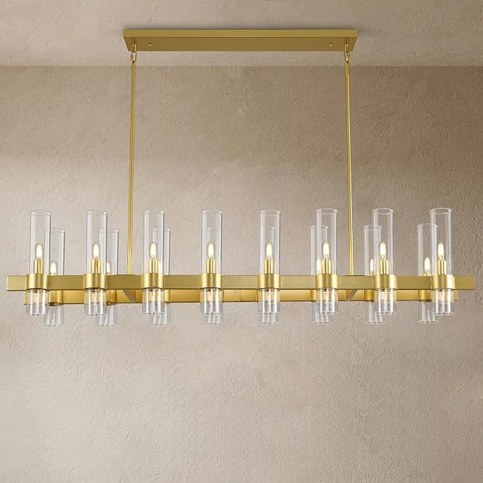 Modern Gold Linear Chandelier for Dining Room, 54'' Rectangular Dining Chandeliers Over Dining Ta... | Amazon (US)
