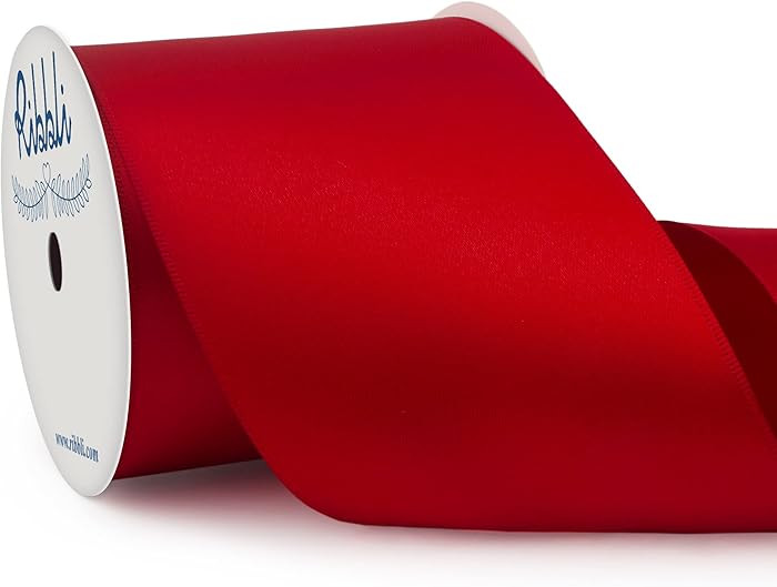Ribbli Red Double Faced Satin Ribbon, 3” x Continuous 10 Yards,Use for Bows Bouquet,Christmas G... | Amazon (US)