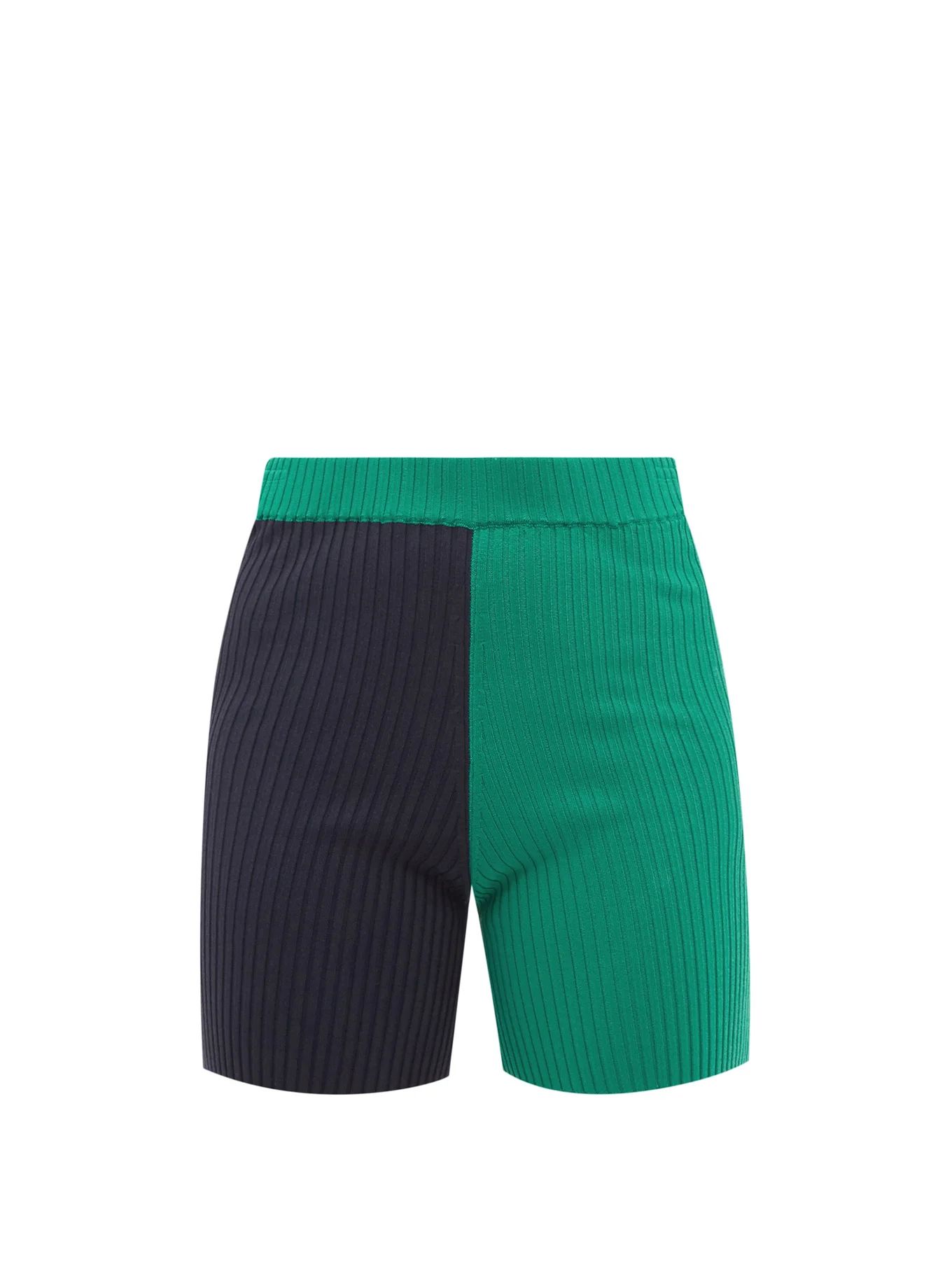 Maki high-rise colour-block ribbed cycling shorts | Staud | Matches (US)
