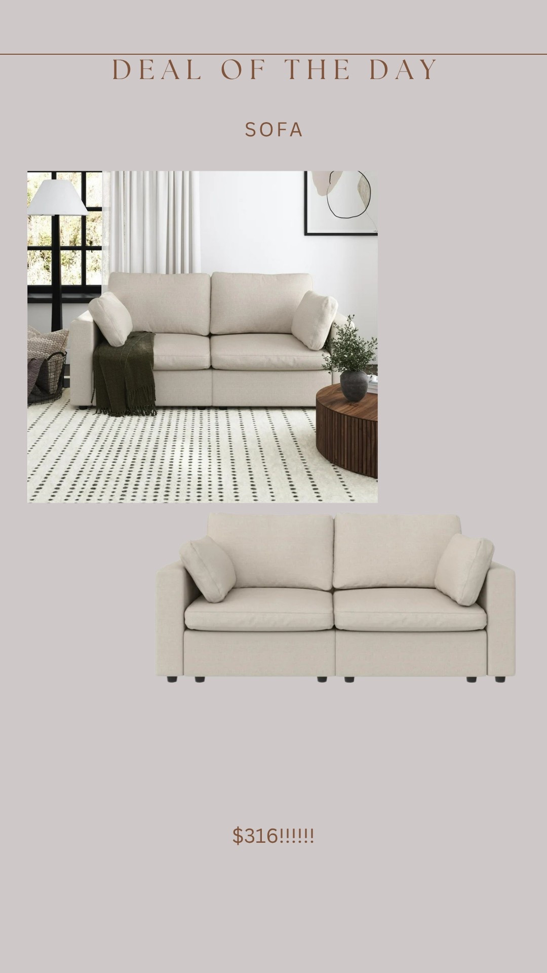 Brand new Walmart sofa!!! 😍🙌🏻🙌🏻🙌🏻🙌🏻 only has 5⭐️ reviews!! Looks like CB! 

#LTKStyleTip #LTKSaleAlert #LTKHome