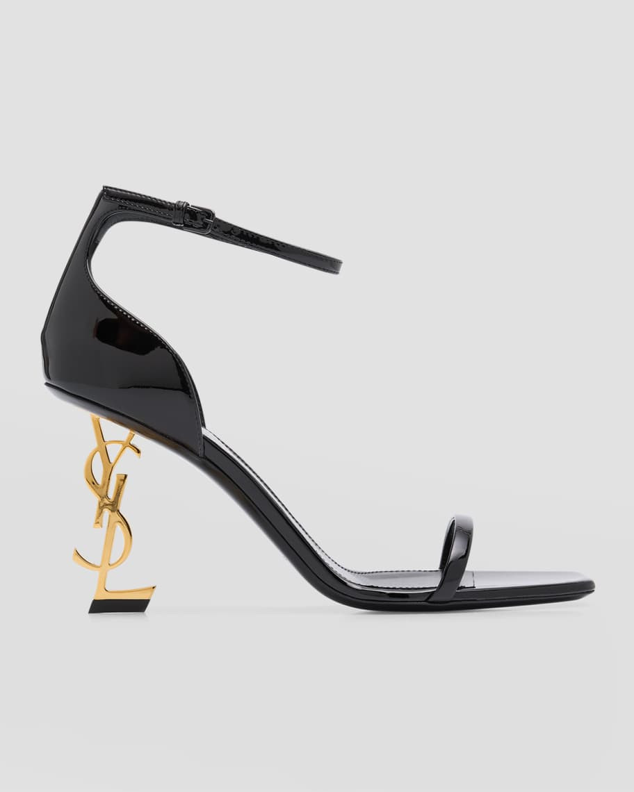 Saint Laurent Opyum Patent YSL Ankle-Strap Sandals | Neiman Marcus