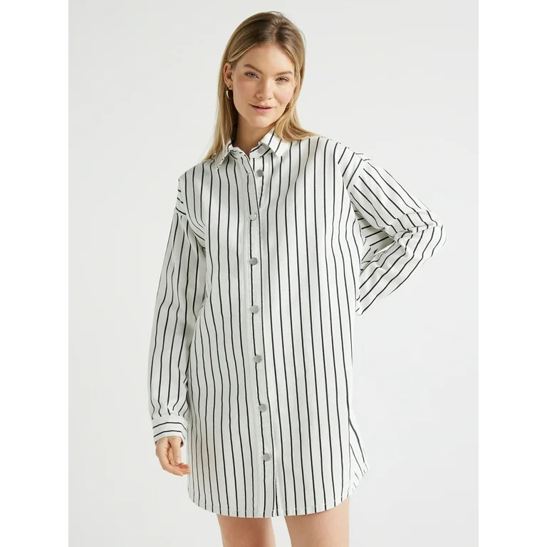 Scoop Women's Denim Shirt Dress, Sizes XS-XXL | Walmart (US)