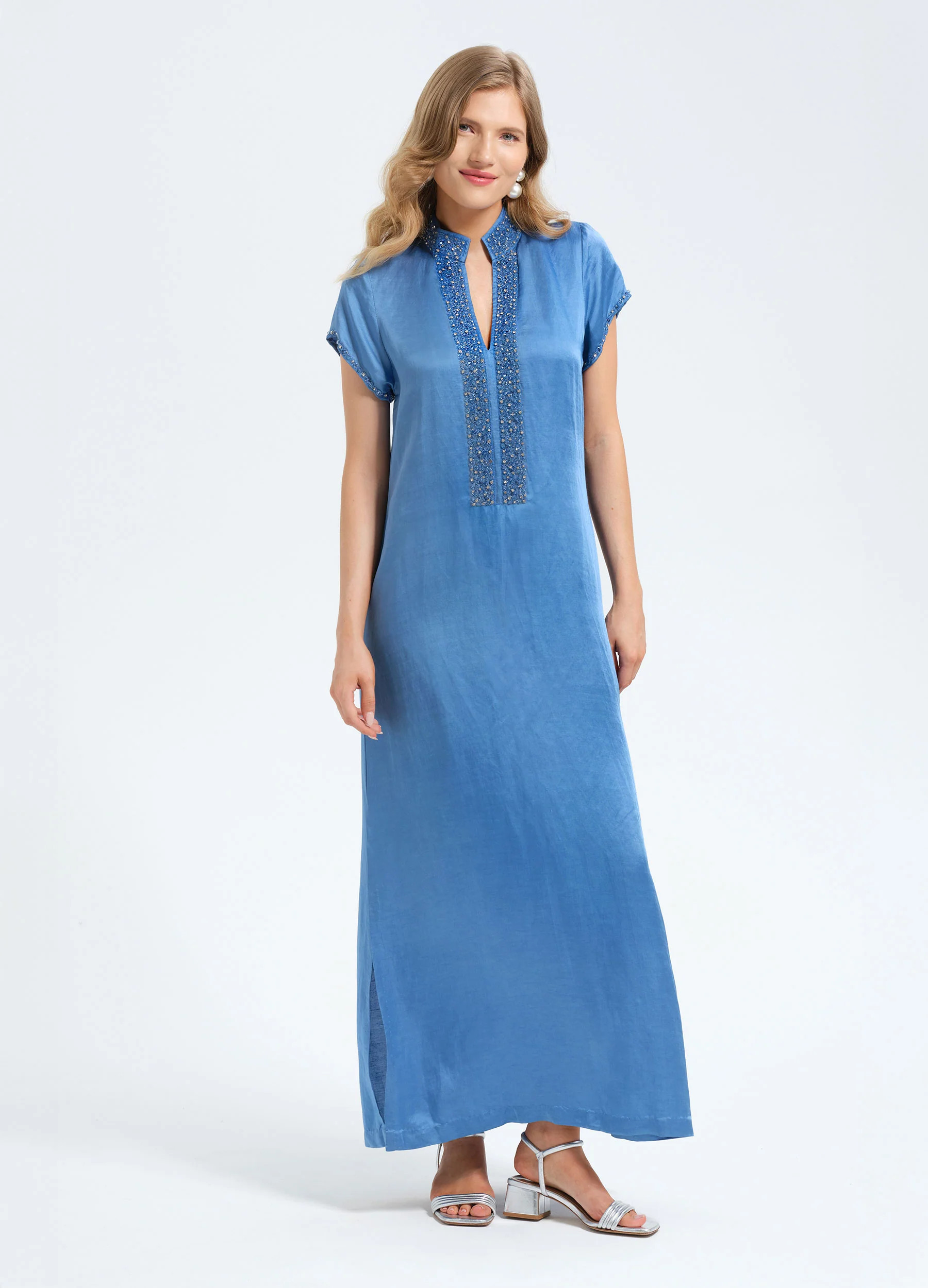 Meg 54" Cap Sleeve Caftan | BELLA TU