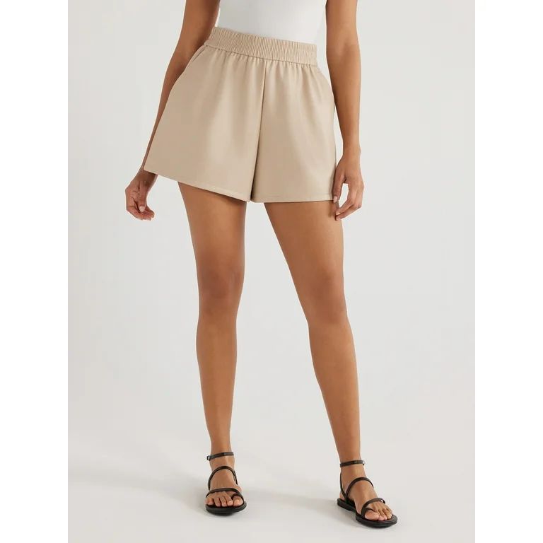 Scoop Women's Faux Leather Pull On Shorts, 5" Inseam, Sizes, XS-XXL - Walmart.com | Walmart (US)