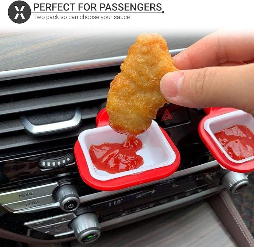 Dip Clip, In-Car Sauce Cup Holder Set for Vents of Vehicle, for Ketchup and Dipping Sauces (2 Pack,  | Amazon (US)