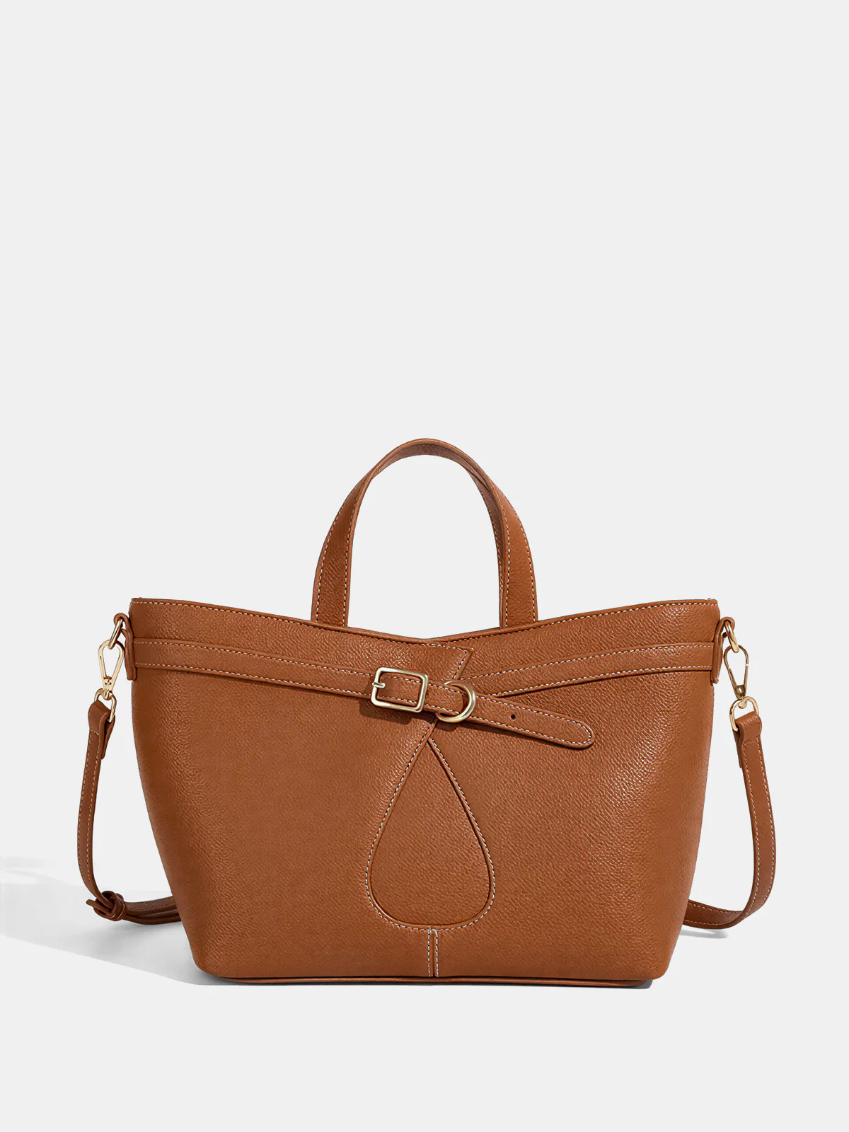 Buckle Detail Dual-Handle Tote Bag | Commense