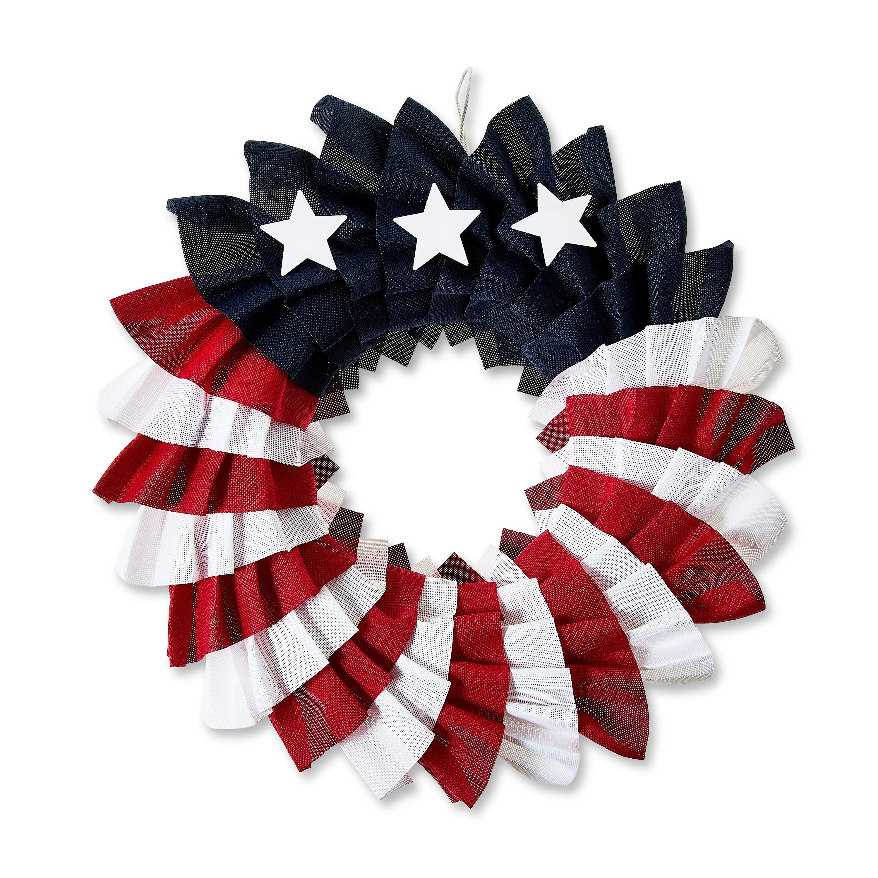 Patriotic Stars & Stripes Wreath, 20", by Way To Celebrate | Walmart (US)