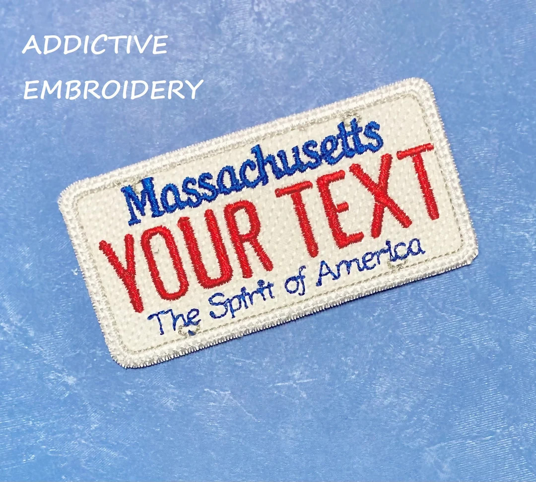 MASSACHUSETTS Ma License Plate Personalized Iron on Patch Embroidered Applique USA - Etsy | Etsy (US)