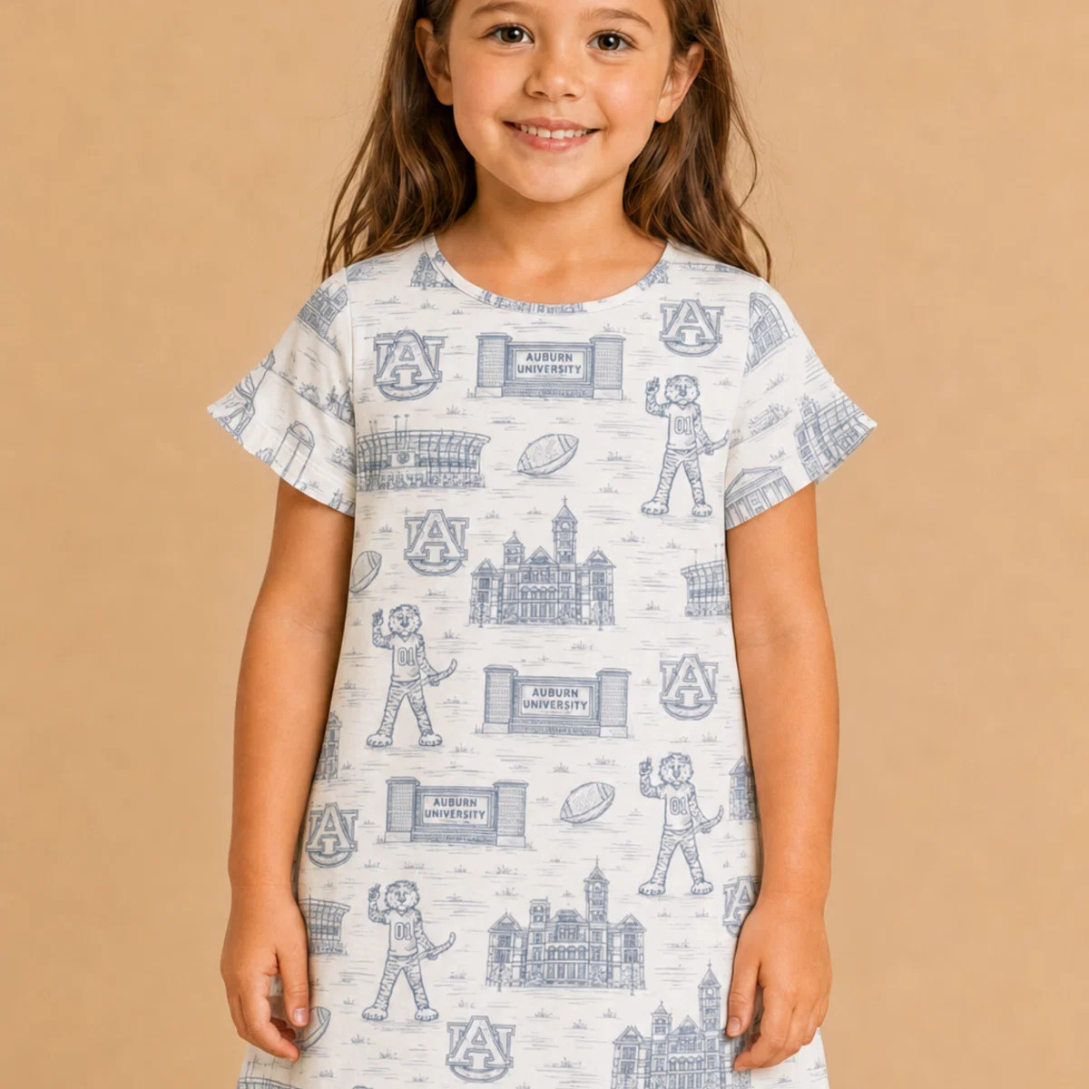 The Girls Team Toile Tee Dress | Auburn | Stewart Simmons