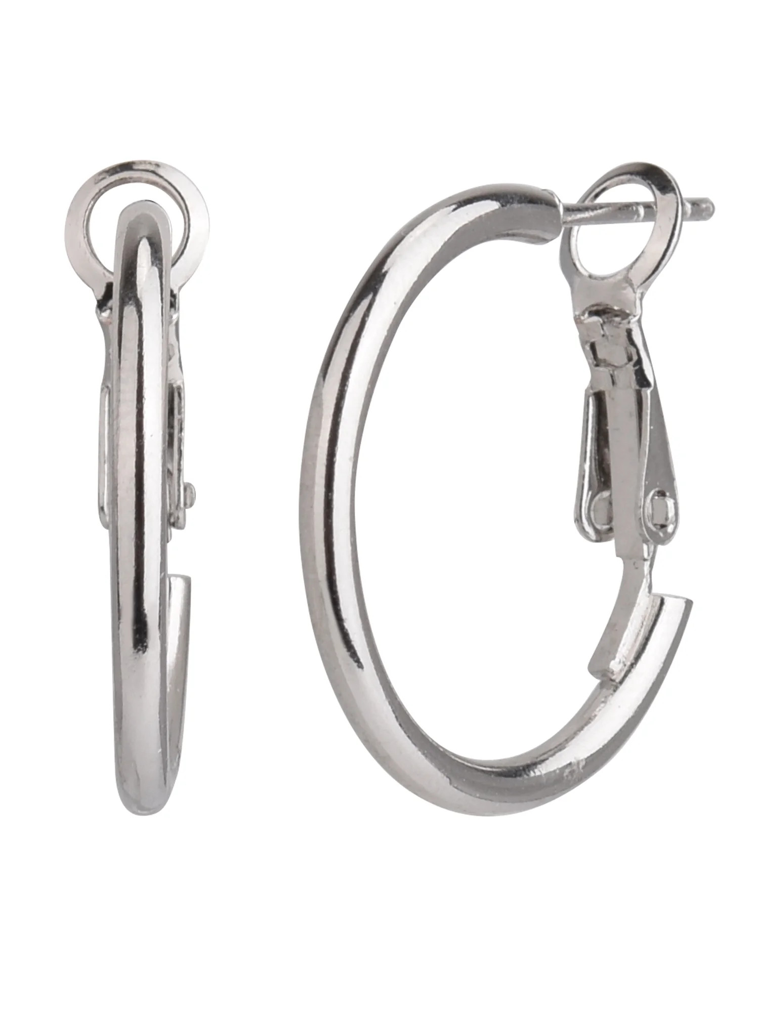 Time and Tru Women's Silver Tone Small Metal Hoop Earring | Walmart (US)