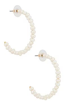 Lele Sadoughi Freshwater Pearl Hoops in Pearl from Revolve.com | Revolve Clothing (Global)